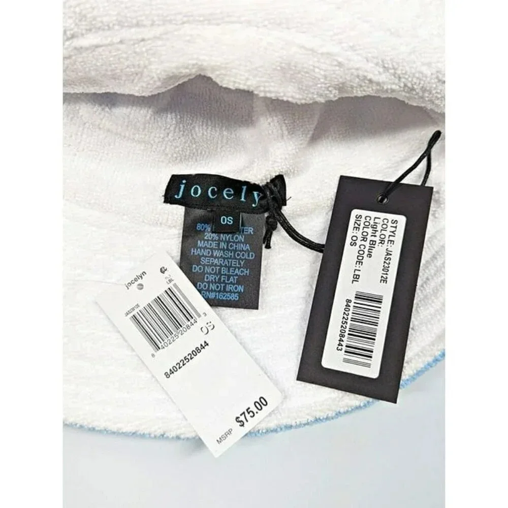 Jocelyn Women's The Bali Bumblebee Bucket Hat Light Blue O/S (MSRP $75)